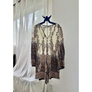 Luuske Boho Romper Shorts Women’s Size L | Soft beige brown Viscose One Piece